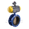 ISO9001 pneumatic stainless steel wafer butterfly valve rubber sealing flanged triple eccentric butterfly valve